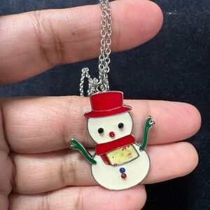 Snowman Christmas Pendant Necklace
